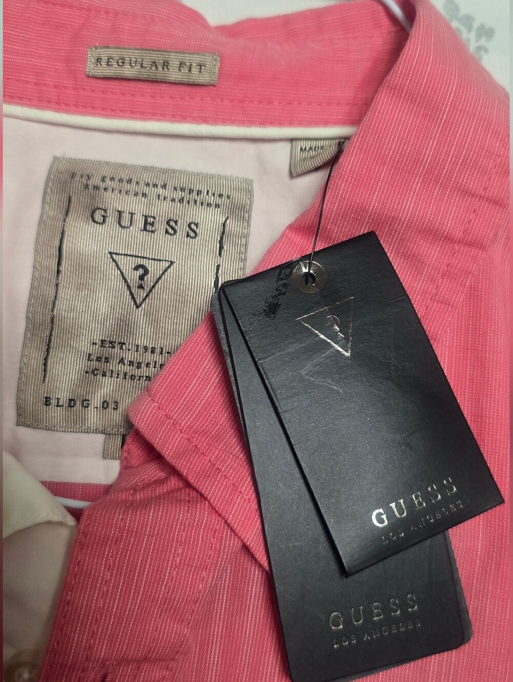 NWT Guess Pink Long Sleeve Shirt Size L - Picture 3 of 3
